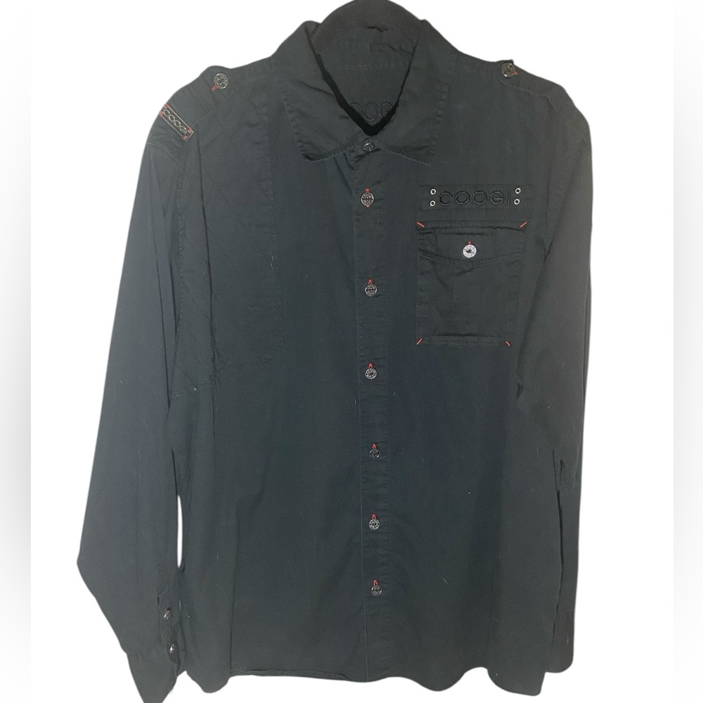 Coogi vintage mens black long sleeve 100% cotton shirt, size XL